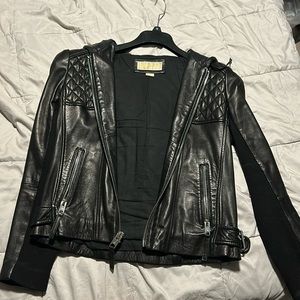 Michael Kors black leather jacket women M